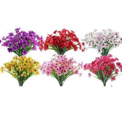 Aoibox 24 Bundles Artificial Flowers for Outdoor, No Fade Fake Plastic Flowers for Decoration Hanging Planters Indoor Outside Garden Porch Window Box
