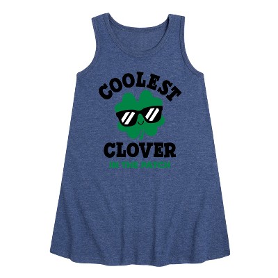 Girls' - Instant Message - St. Patrick's Day Coolest Clover in the Patch Graphic Sleeveless Aline Dress