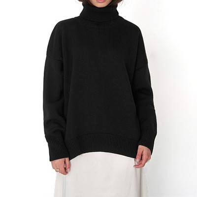 Women's Oversized Knit Sweater High Neck Pullover Casual Loose Fit Long Sleeve Turtleneck Top