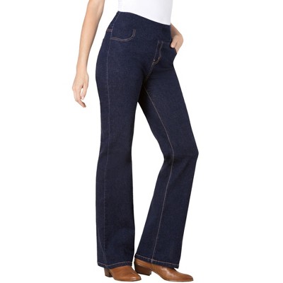 Woman Within Petite Flex-Fit Pull-On Bootcut Gap-Free Stretch Denim Jeans