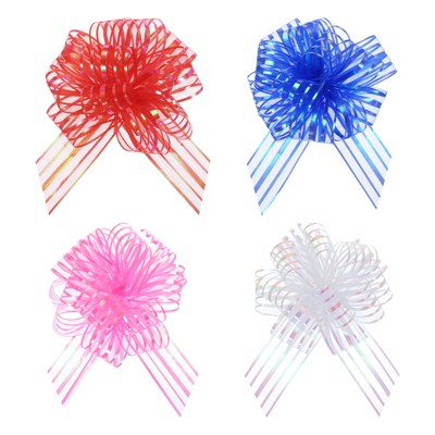Unique Bargains Bright Colored Organza Chiffon Gift Wrapping Large Pull Bows Ribbons for Wedding 20 Pcs