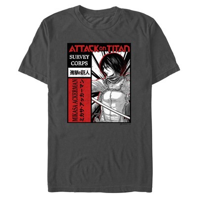 Mens Attack on Titan Mikasa Survey Corps Panel T Shirt