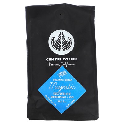 Centri Coffee, Organic Majestic, Chocolate Malt + Spice, Whole Bean, Decaf, 12 oz (340 g)