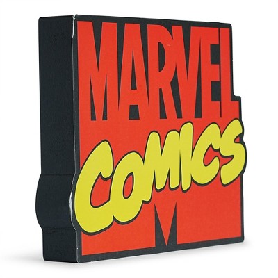 Silver Buffalo Marvel Comics Logo Die-Cut Wooden Wall Art Sign | 7 x 8 Inches