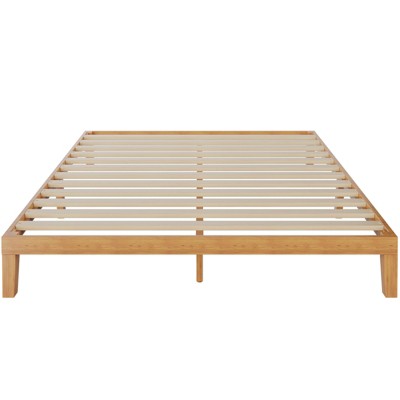 Gulches Full Size Wood Platform Bed Frame - Natural Pine Mattress Foundation with Sturdy Support Slats, No Box Spring Needed