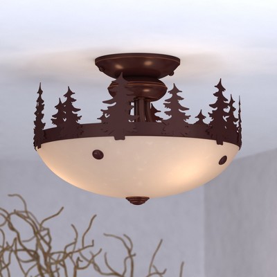 VAXCEL Yosemite 2L LED Bronze Rustic Tree Semi Flush Ceiling Light or Fan Light Kit