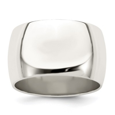 Black Bow Jewelry Men's 12mm Sterling Silver Half Round Standard Fit Band