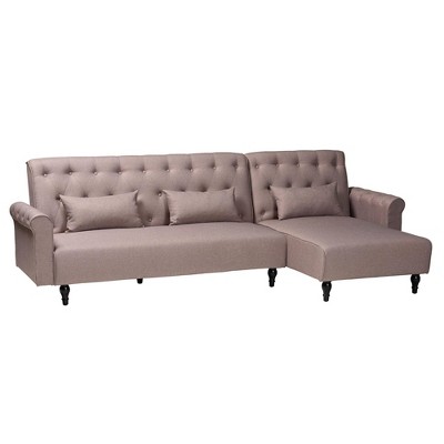 Baxton Studio Chesterfield Fabric Upholstered Convertible Sleeper Sofa