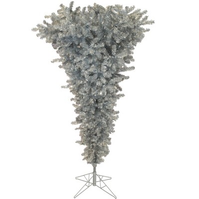Vickerman Silver Upside Down Artificial Christmas Tree PreLit