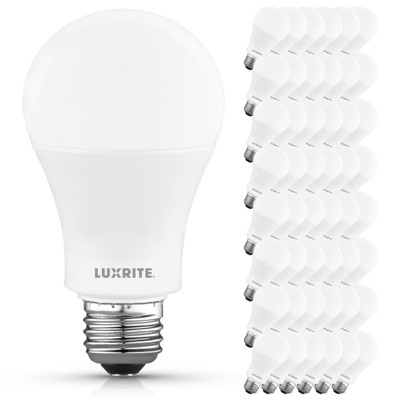 Luxrite A19 LED Light Bulb 100 Watt Equivalent, 3500K Natural White, 1500LM Non-Dimmable 12.5W Enclosed Fixture Rated E26 Medium Base 48 Pack