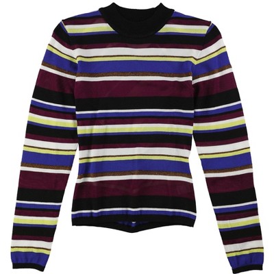 Rachel Roy Womens Back Cut Out Striped Pullover Sweater