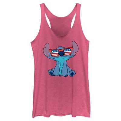 Women's Lilo & Stitch American Flag Sunglasses Stitch Racerback Tank Top