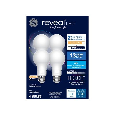 GE 4pk 60W Color Select A19 LED Light Bulbs