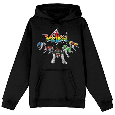 Voltron Defender Of The Universe Beast Robots Long Sleeve Black Adult Hooded Sweatshirt
