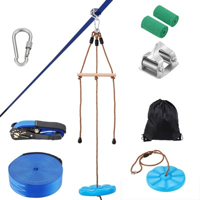VEVOR Zipline Kit for Kids and Adult, 52 ft Zip Line Kits Up to 500 lb, Backyard Outdoor Quick Setup Zipline, Playground Entertainment with Zipline