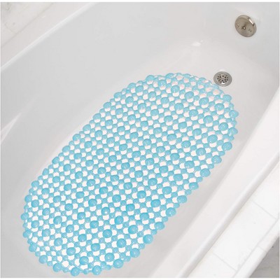 Home Mart Goods Light Blue Vinyl Non-Slip Bathtub Shower Mat With Suction Cups -27" x15"