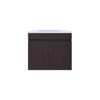 SEVOBAL Bathroom Vanities 23.2 Inch Floating Double Door Vanities with Resin Sink and Two Shelves for Bathroom Storage, Black, 28.74"*23.23"*12.99"