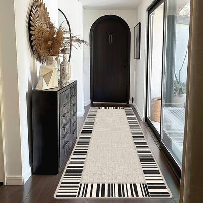 ABYNOW Machine Washable Area Rug – Vintage Blue Abstract Pattern, Non-Slip Low Pile Chenille for Bedroom & Living Room