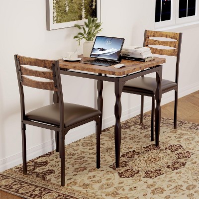 3-Piece Dining Set for Small Spaces, Table & 2 Chairs with Spiral Legs, Compact Kitchen Table Set for Apartments