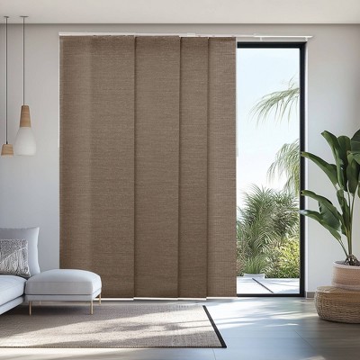 86"x96" Chicology Light Filtering Panel Track Woven Blind Truffle Brown