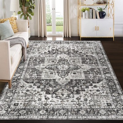 WhizMax Washable Rug Vintage Medallion Area Rugs Non-Shedding Floor Mat Throw Carpet for Living Room Bedroom