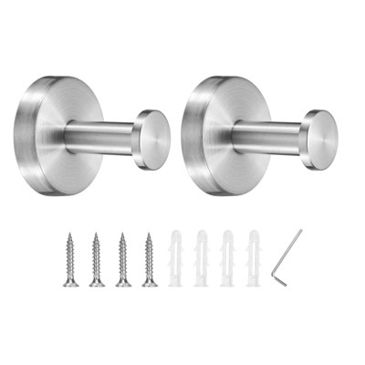 Unique Bargains 304 Stainless Steel T-Shaped Coat Towel Hooks 2 Pcs