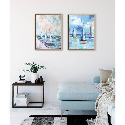 18" x 24" Sylvie Come Sail Away Framed Canvas by Rachel Christopoulos Natural - Kate & Laurel All Things Decor