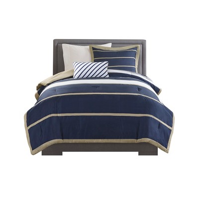Gracie Mills Eudora 4-Piece Classic Stripes Comforter Set