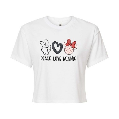 Women's - Disney - Peace Love Minnie Cropped Graphic T-Shirt