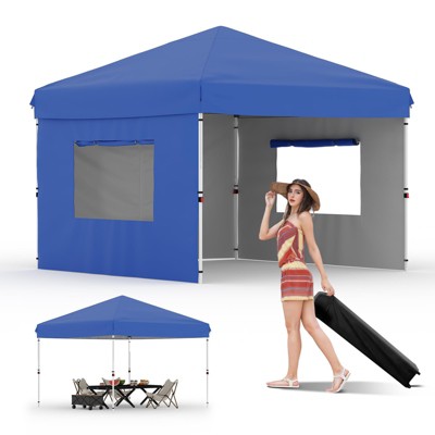 10'x10' Pop-Up Canopy Tent with 3 Sidewalls – Waterproof & UV Resistant Outdoor Gazebo, Easy-Up Sun Shade Shelter for Parties, Events, Black
