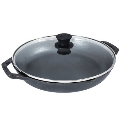 Lodge 12 Inch Cast Iron Everyday Pan - Chef Collection - Use on Oven, Stove, Grill, or Fire - Easy to Clean - Cast Iron Pan with Lid-Durable Cookware