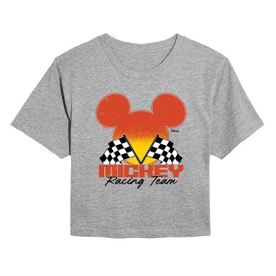 Women's - Disney - Mickey Mouse Racing Cropped Graphic T-Shirt