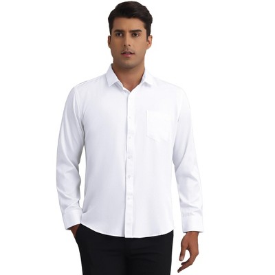 INSPIRE CHIC Men's Solid Long Sleeve Regular Fit Formal Business Button Down Dress Shirts