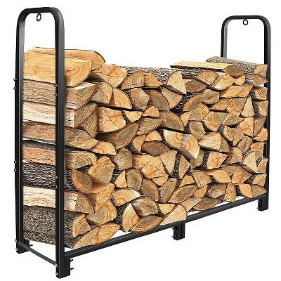iMountek"Heavy Duty 2500LBS Iron Firewood Log Rack, 4.03ft Lumber Storage Holder for Fireplace & Firepit"Black