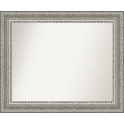 34" x 28" Non-Beveled Parlor Silver Wall Mirror - Amanti Art: Modern Rectangular, Includes Mounting Hardware