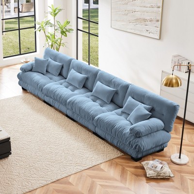 Oversized 173.2" Chenille Modular 4-seater Sectional Sofa with Bolster Armrests, 4-Piece Free combination Sofa