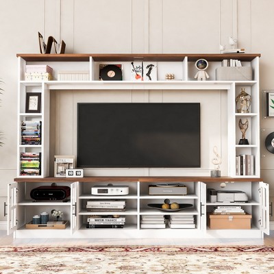 Bella Depot 95.5" W Modern TV Stand Wall Unit Entertainment Center with Bookshelves for TVs up to 80"