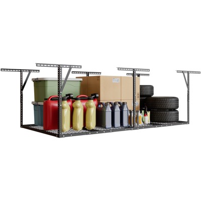 Garage Overhead Storage Racks, Heavy-Duty Steel Ceiling Mount Racks, Adjustable Height,600lbs Capacity, Black