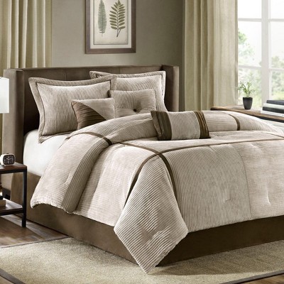 NicBex 7 Pcs Micro Corduroy Comforter Set Cozy Bedding Set, Dallas Bedding Comforter Sets with Brushed Fabric Reverse, Machine Washable