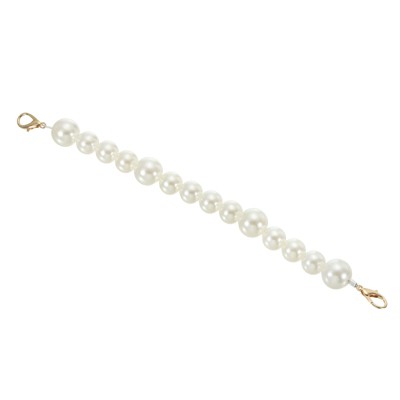 Unique Bargains Zinc Alloy Imitation Pearl Bead Purse Handbag Chain Strap Clutch 11" Light Gold