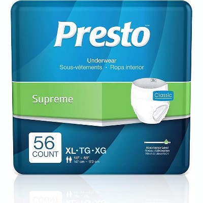 Presto Absorbency Underwear, XL, 58 in. to 68 in. White (Case of 56)