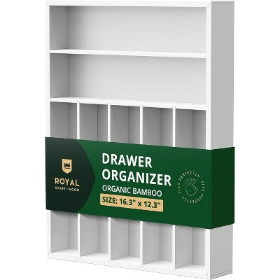 Expandable Silverware Drawer Organizer 7-9 Slots - Bamboo Utensil Organizer 17.5 x 13.5 - 20 - Royal Craft Wood