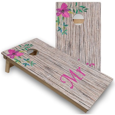 Skip's Garage Mr & Mrs Cornhole Board Set, Includes 2 Boards, 8 Bags