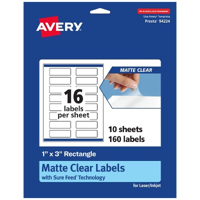 Avery Matte Clear Labels,  1" x 3" Rectangle