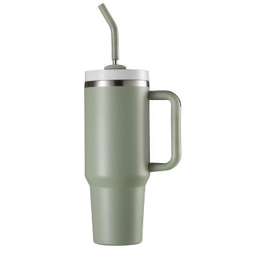 Kook Stainless Steel Tumbler, with Straw and Handle, 40 oz