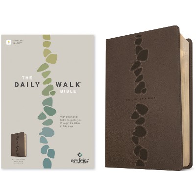 The Daily Walk Bible Nlt, Filament Enabled (Leatherlike, Stepping Stones Dark Taupe) - by  New Living Translation (Leather Bound)