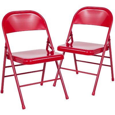 Flash Furniture 2 Pack HERCULES Series Triple Braced & Double Hinged Metal Folding Chair