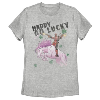 Women's Marvel Deadpool Lucky Unicorn St. Patrick's T-Shirt