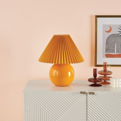 Nourison 13" Ceramic Round Accent Lamp with Pleated Shade