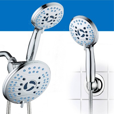 Aquabar High Pressure 50 Mode Rain and Handheld Three Way Shower Head Combo Chrome: Metal Dual Showerheads with 2.5 GPM Flow Rate